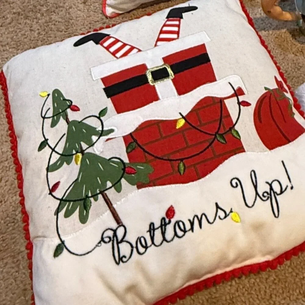Festive Christmas Tree and Santa Pillow